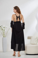 6-Piece Pure Silk Nightwear Set - Marvella Black
